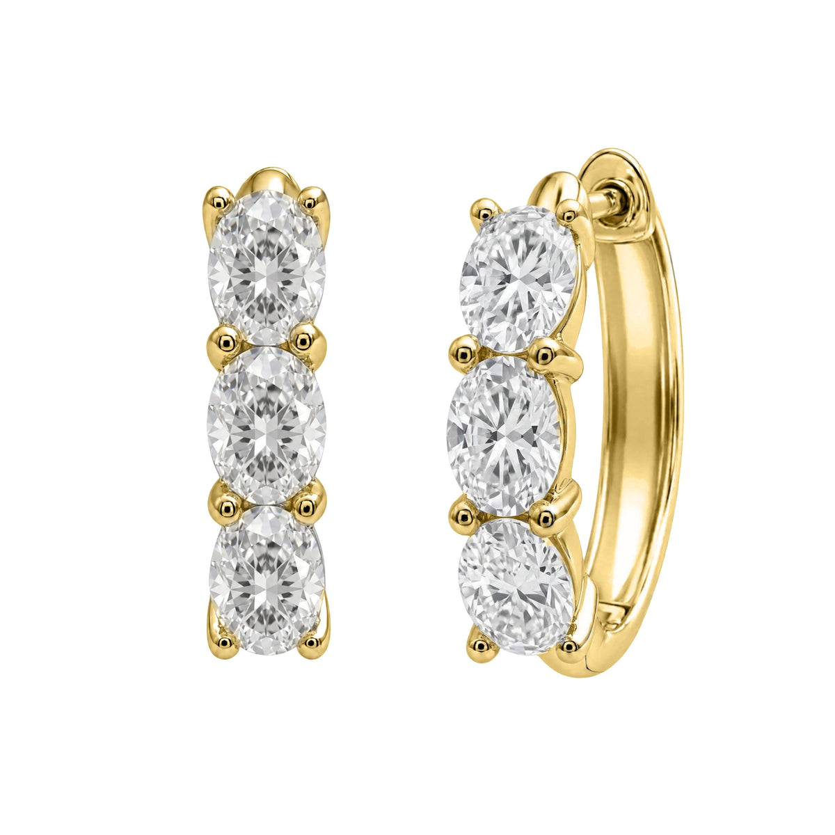 Lab-Grown Diamond Oval Hoop Earrings in 14K White Gold or 14K Yellow Gold