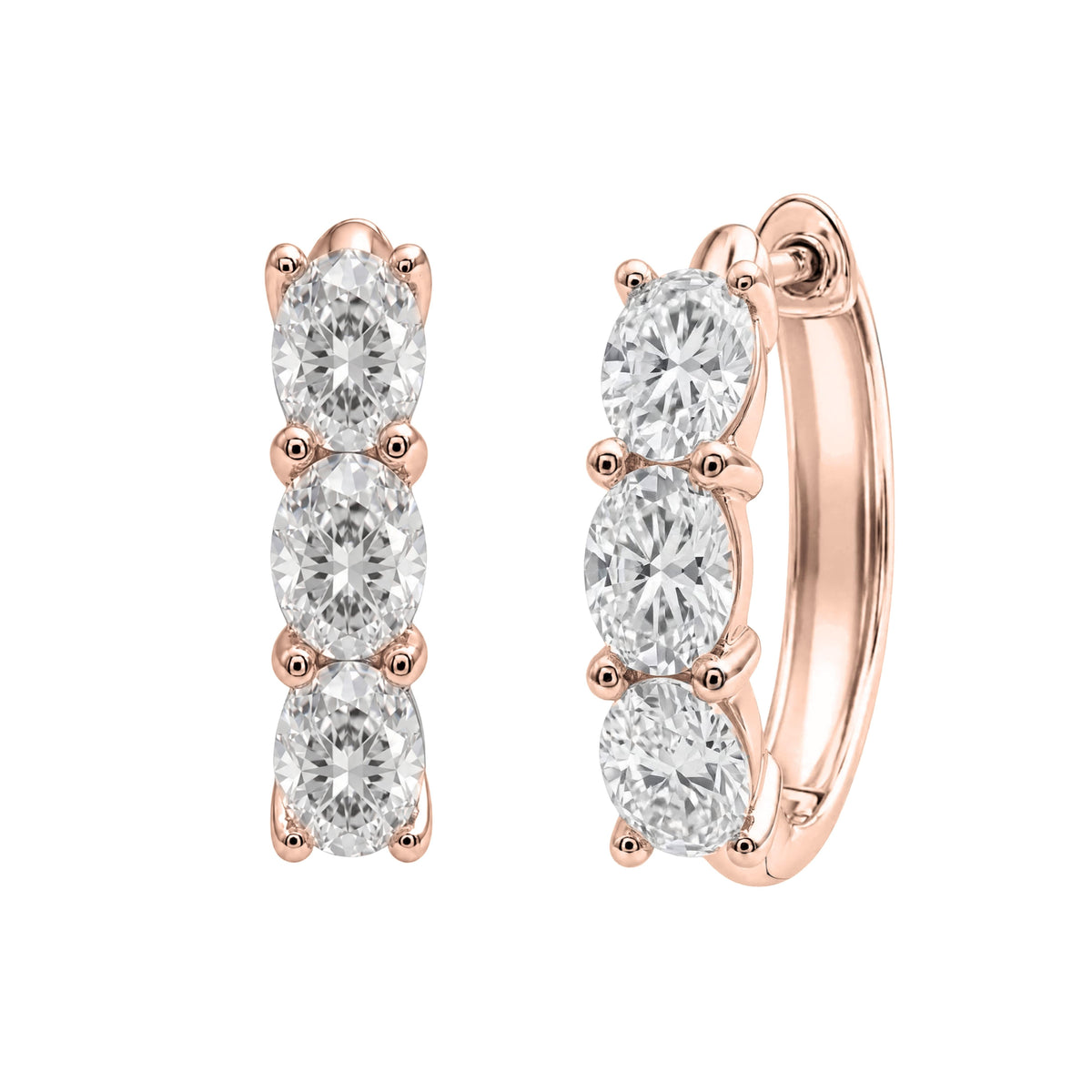 Lab-Grown Diamond Oval Hoop Earrings in 14K White Gold or 14K Yellow Gold