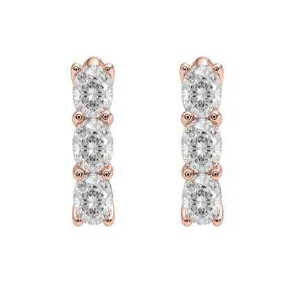 Lab-Grown Diamond 3 Stone Hoop Earrings in 14K White Gold or 14K Yellow Gold