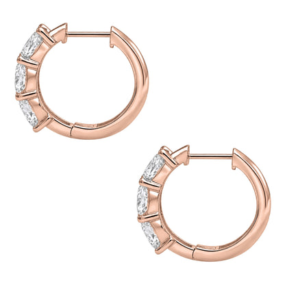 Lab-Grown Diamond 3 Stone Hoop Earrings in 14K White Gold or 14K Yellow Gold