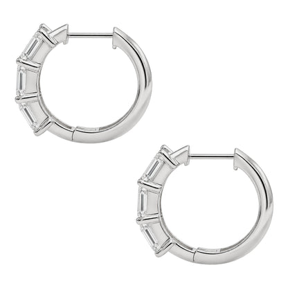 Lab-Grown Diamond Emerald-Cut Hoop Earrings in 14K White Gold or 14K Yellow Gold
