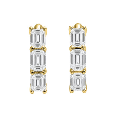 Lab-Grown Diamond Emerald-Cut Hoop Earrings in 14K White Gold or 14K Yellow Gold