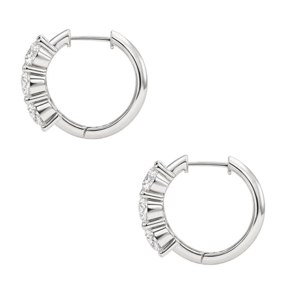 Lab-Grown Diamond 3 Stone Hoop Earrings in 14K White Gold or 14K Yellow Gold