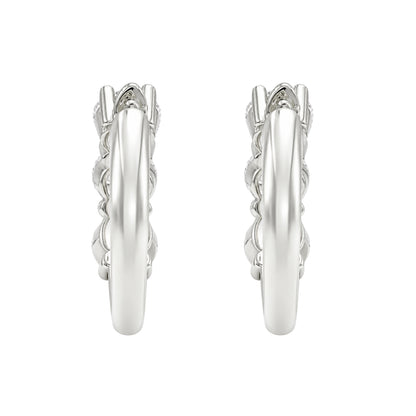 Lab-Grown Diamond 3-Stone Round Hoop Earrings in 14K White Gold or 14K Yellow Gold