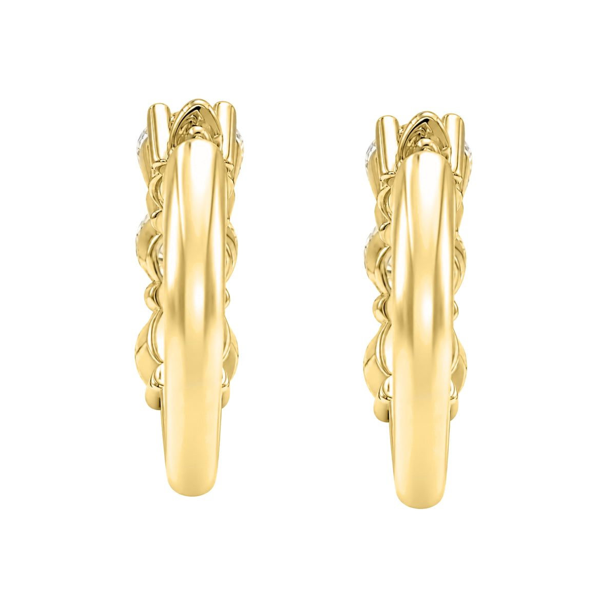 Lab-Grown Diamond 3-Stone Round Hoop Earrings in 14K White Gold or 14K Yellow Gold