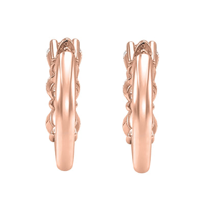 Lab-Grown Diamond 3-Stone Round Hoop Earrings in 14K White Gold or 14K Yellow Gold