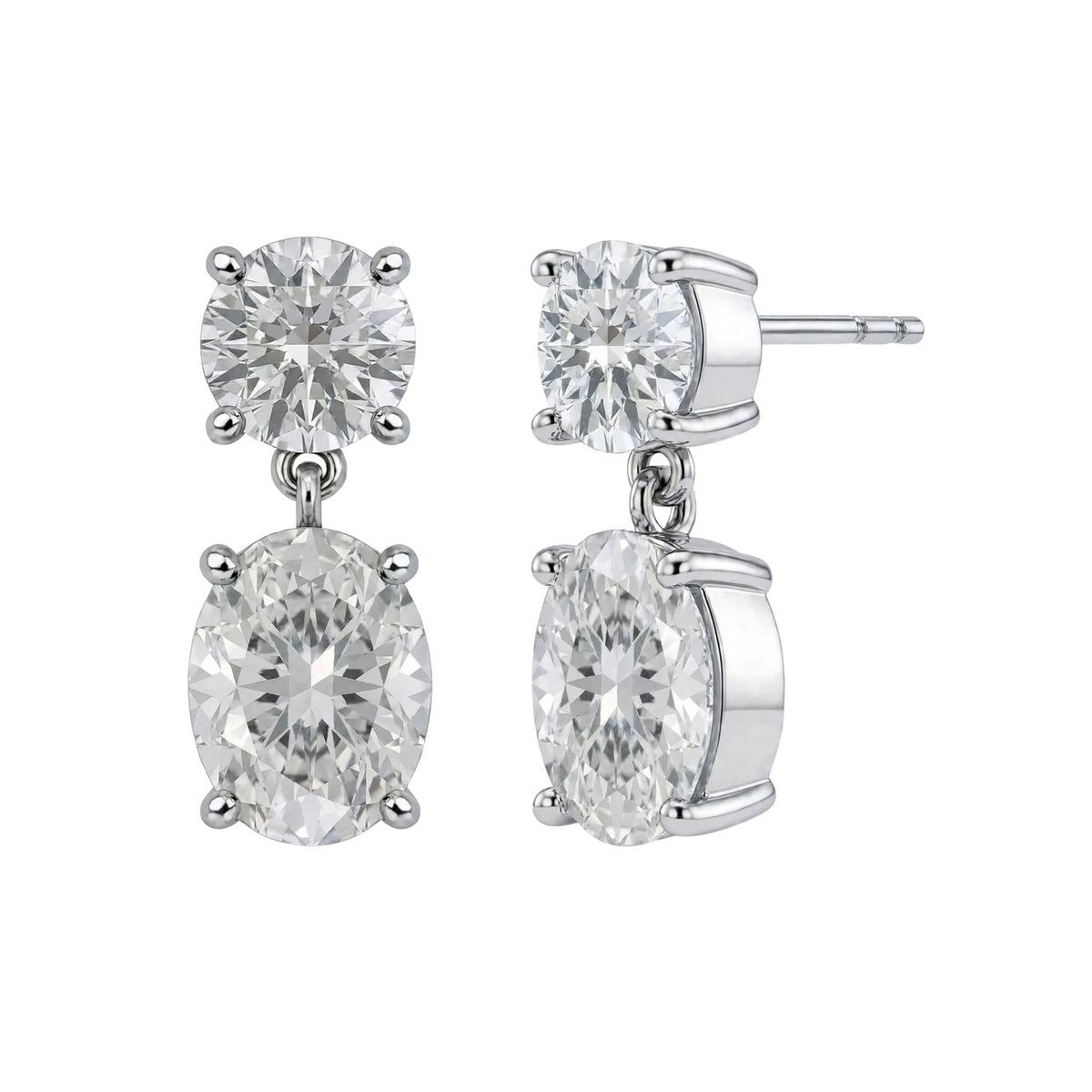 Lab-Grown Diamond Round-Oval Stud Earrings in 14K White Gold or 14K Yellow Gold