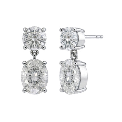 Lab-Grown Diamond Round-Oval Stud Earrings in 14K White Gold or 14K Yellow Gold