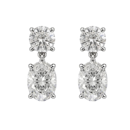 Lab-Grown Diamond Round-Oval Stud Earrings in 14K White Gold or 14K Yellow Gold