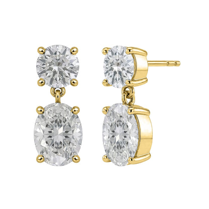 Lab-Grown Diamond Round-Oval Stud Earrings in 14K White Gold or 14K Yellow Gold