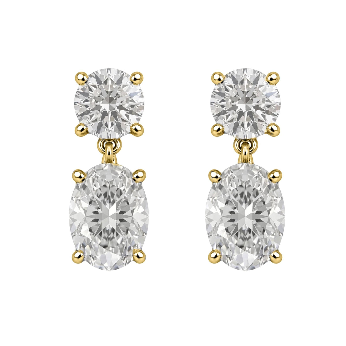 Lab-Grown Diamond Round-Oval Stud Earrings in 14K White Gold or 14K Yellow Gold