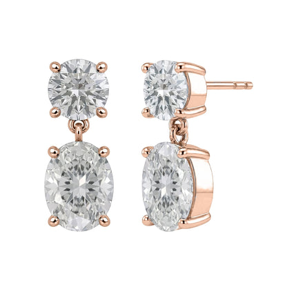 Lab-Grown Diamond Round-Oval Stud Earrings in 14K White Gold or 14K Yellow Gold