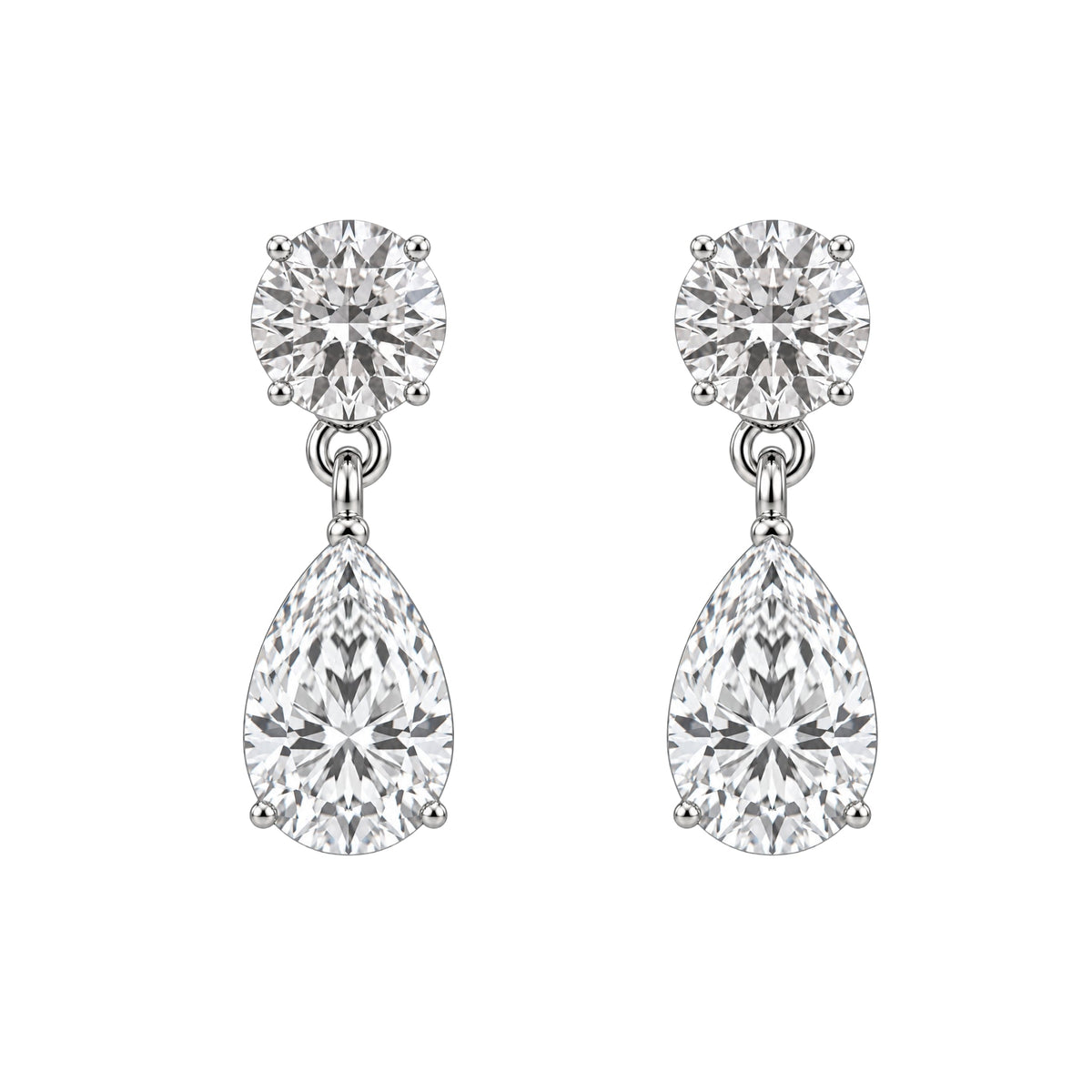 Lab-Grown Diamond Round-Pear Stud Earrings in 14K White Gold or 14K Yellow Gold