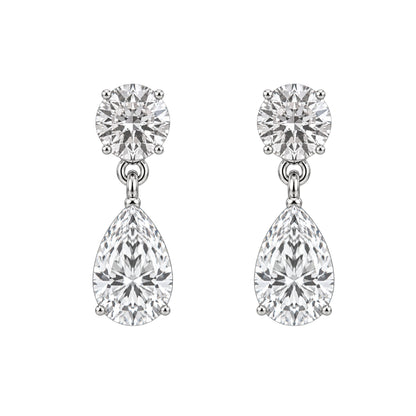 Lab-Grown Diamond Round-Pear Stud Earrings in 14K White Gold or 14K Yellow Gold
