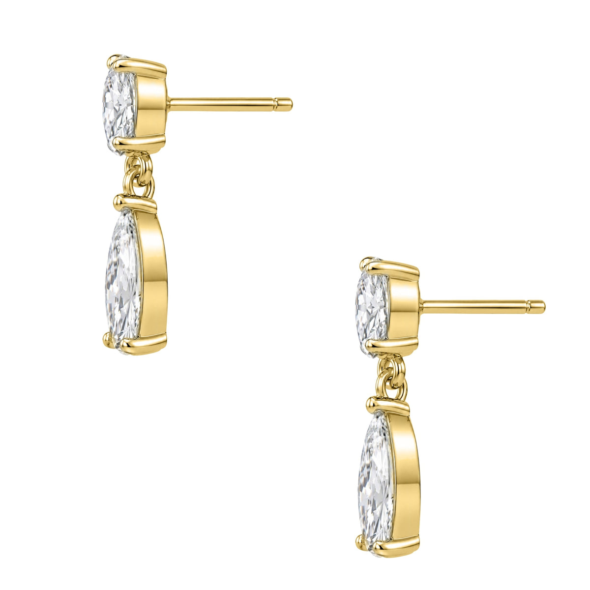 Lab-Grown Diamond Round-Pear Stud Earrings in 14K White Gold or 14K Yellow Gold