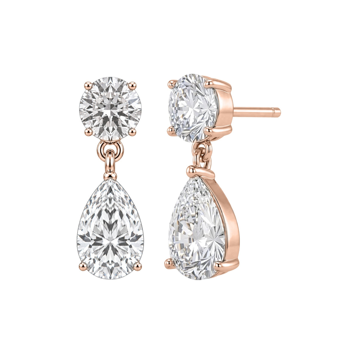 Lab-Grown Diamond Round-Pear Stud Earrings in 14K White Gold or 14K Yellow Gold