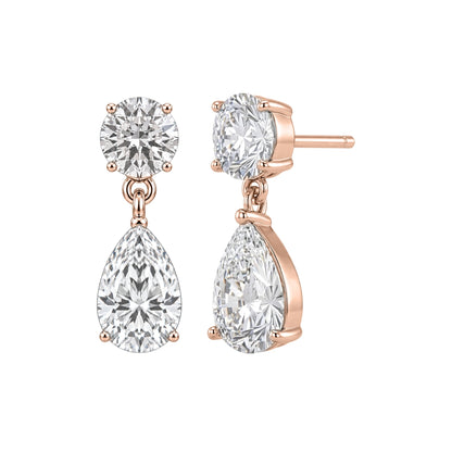 Lab-Grown Diamond Round-Pear Stud Earrings in 14K White Gold or 14K Yellow Gold