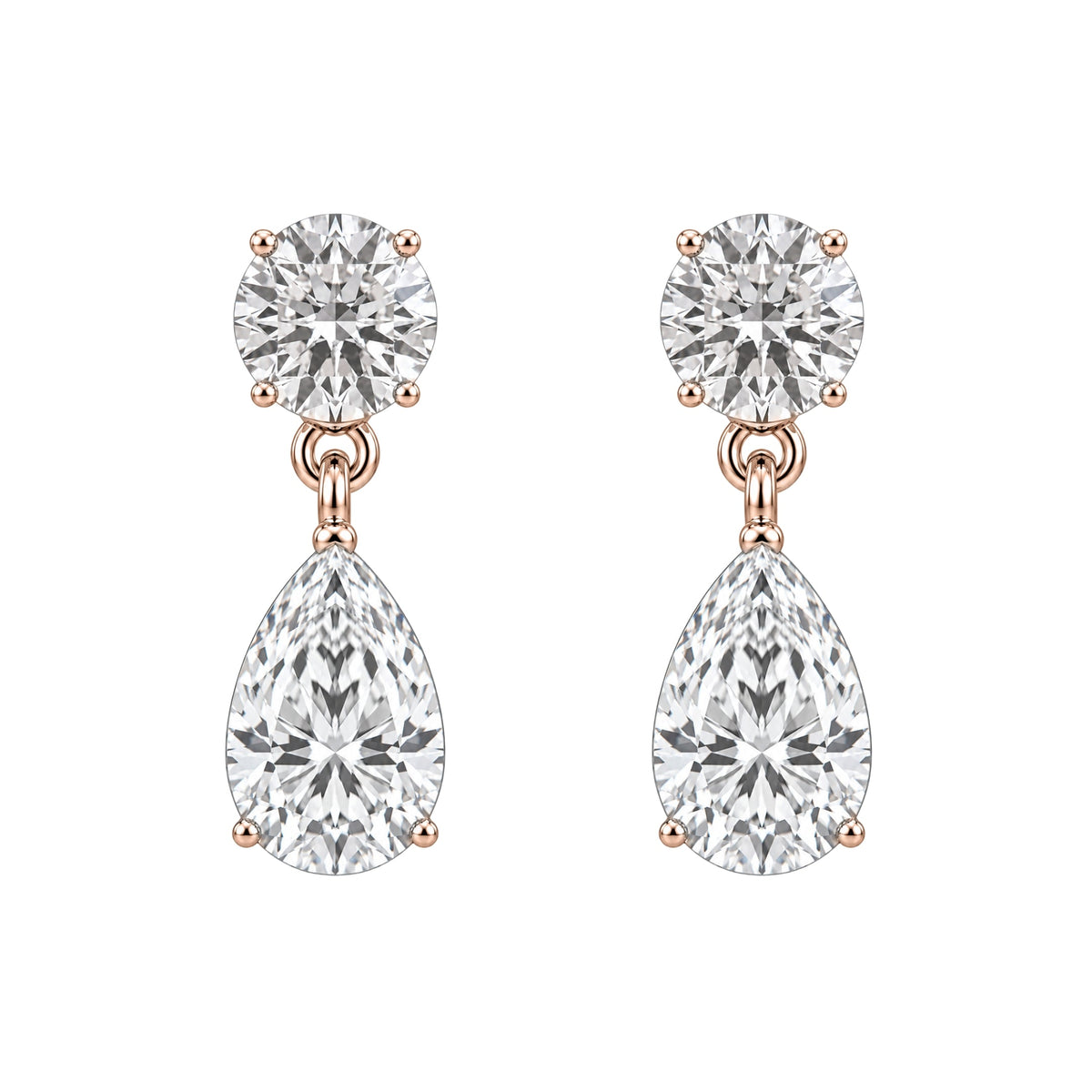Lab-Grown Diamond Round-Pear Stud Earrings in 14K White Gold or 14K Yellow Gold