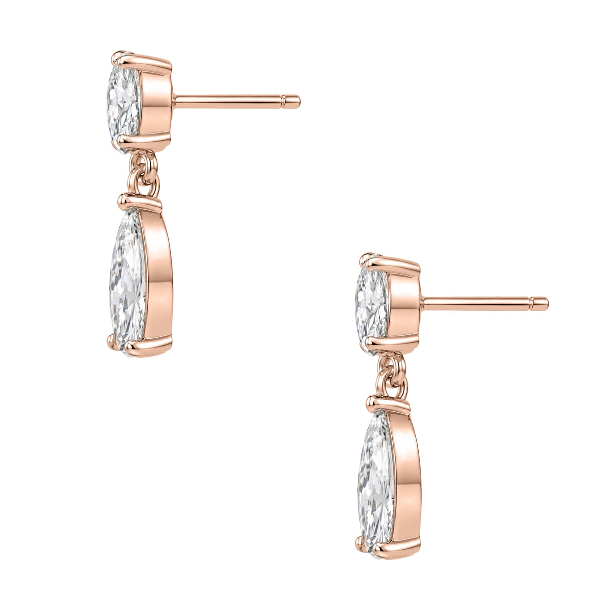 Lab-Grown Diamond Round-Pear Stud Earrings in 14K White Gold or 14K Yellow Gold