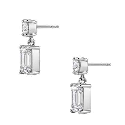 Lab-Grown Diamond Round & Emerald-Cut Stud Earrings in 14K White Gold or 14K Yellow Gold