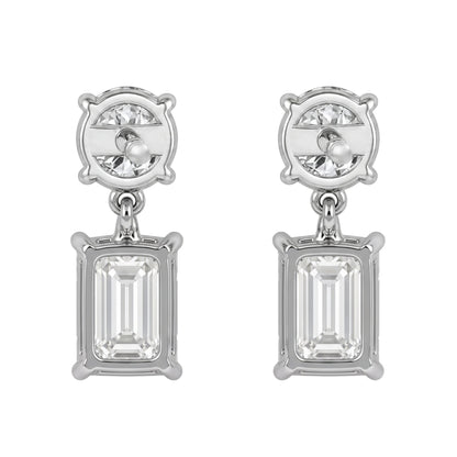 Lab-Grown Diamond Round & Emerald-Cut Stud Earrings in 14K White Gold or 14K Yellow Gold