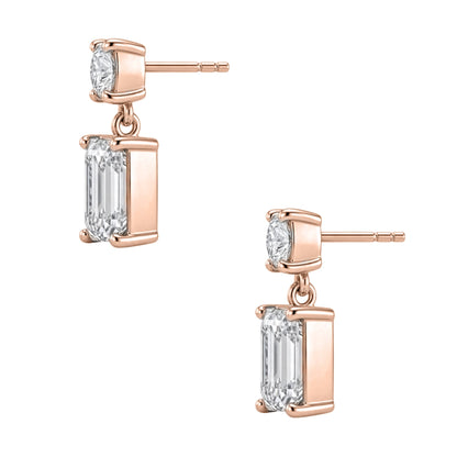 Lab-Grown Diamond Round & Emerald-Cut Stud Earrings in 14K White Gold or 14K Yellow Gold