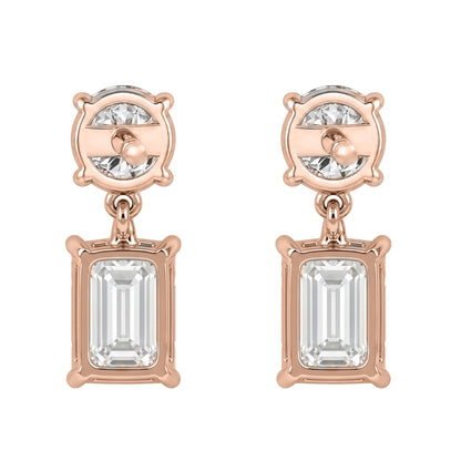 Lab-Grown Diamond Round & Emerald-Cut Stud Earrings in 14K White Gold or 14K Yellow Gold