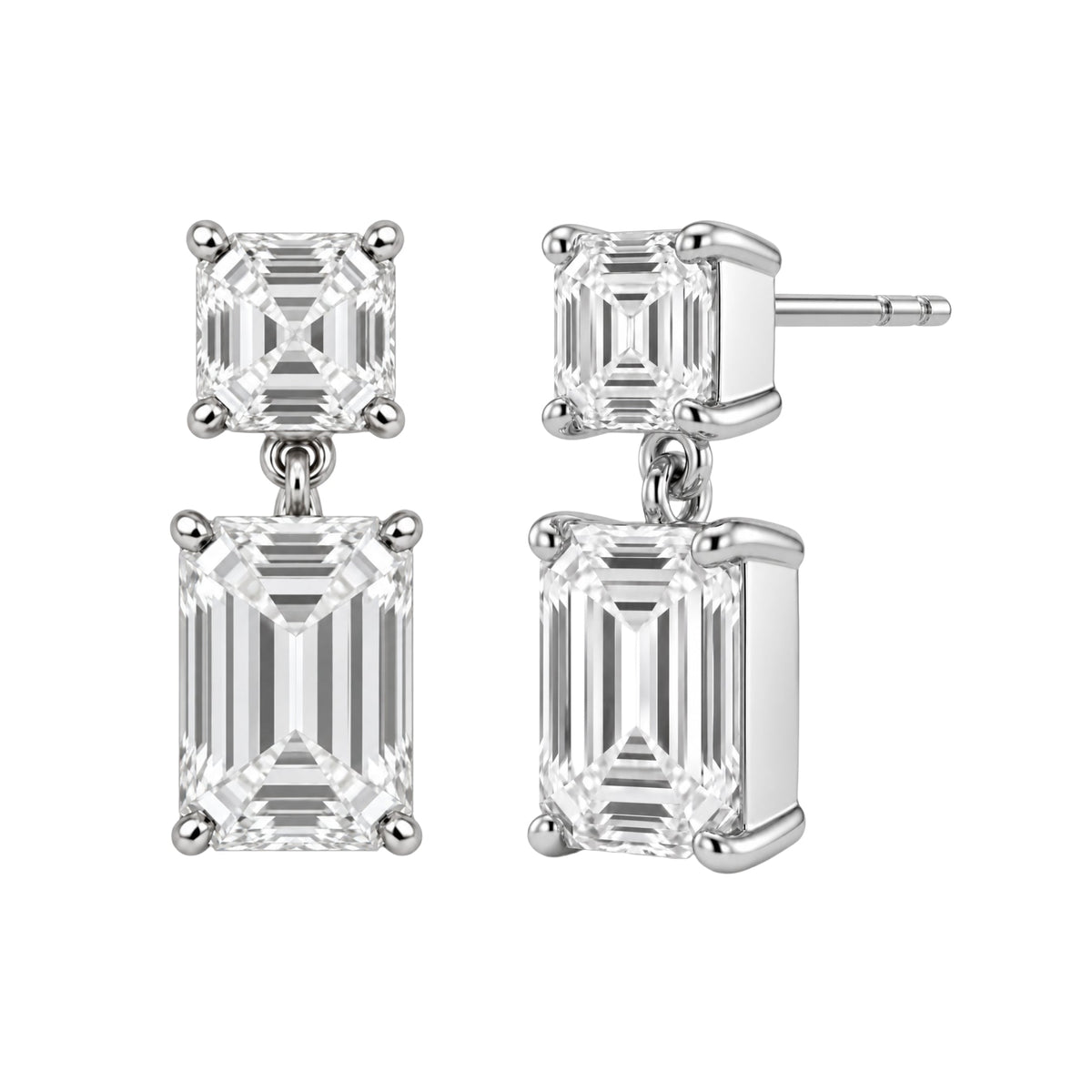 Lab-Grown Diamond Emerald-Cut & Asscher Stud Earrings in 14K White Gold or 14K Yellow Gold