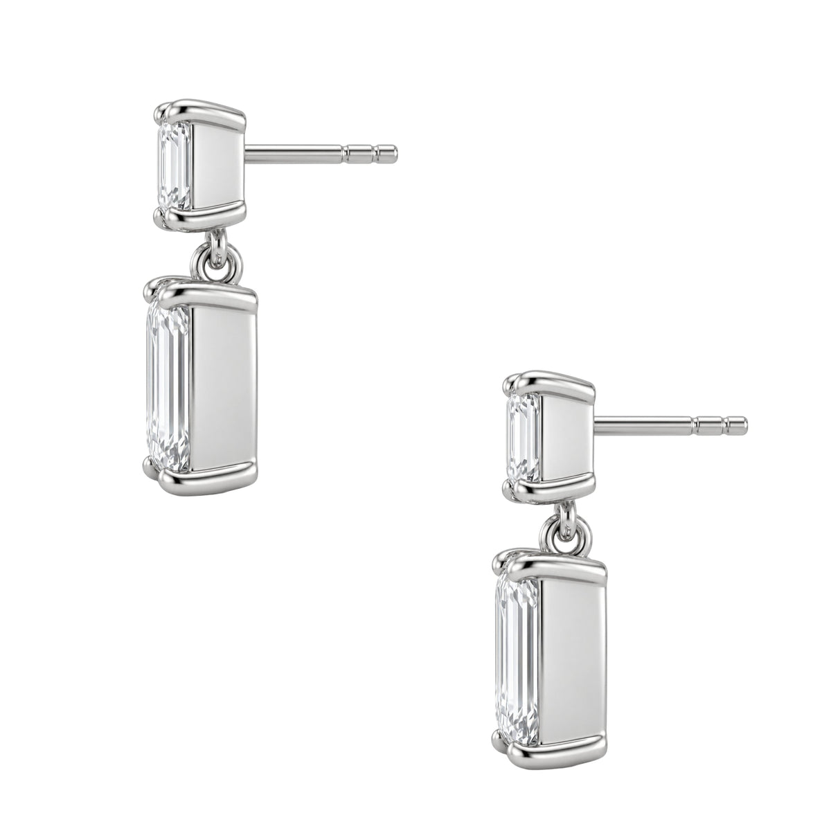 Lab-Grown Diamond Emerald-Cut & Asscher Stud Earrings in 14K White Gold or 14K Yellow Gold