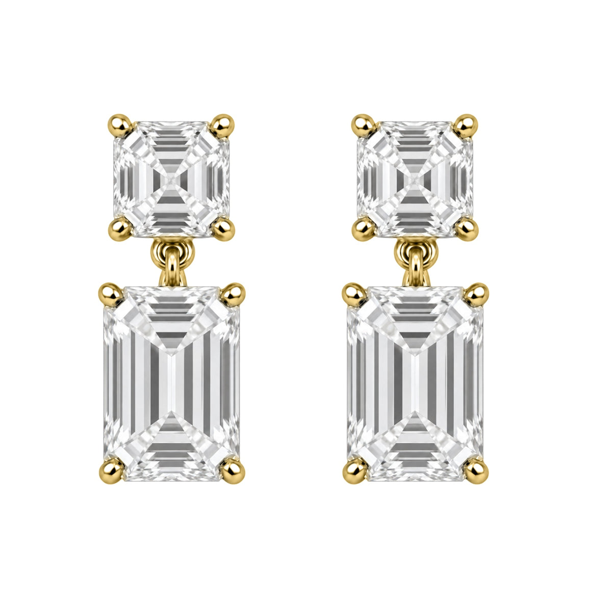 Lab-Grown Diamond Emerald-Cut & Asscher Stud Earrings in 14K White Gold or 14K Yellow Gold