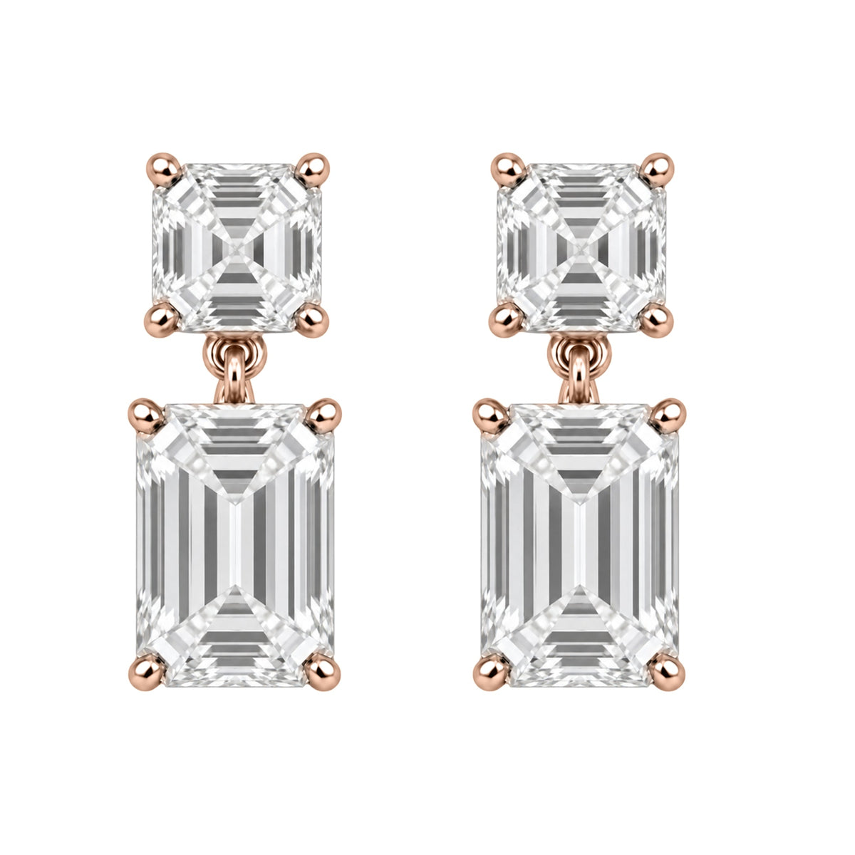 Lab-Grown Diamond Emerald-Cut & Asscher Stud Earrings in 14K White Gold or 14K Yellow Gold