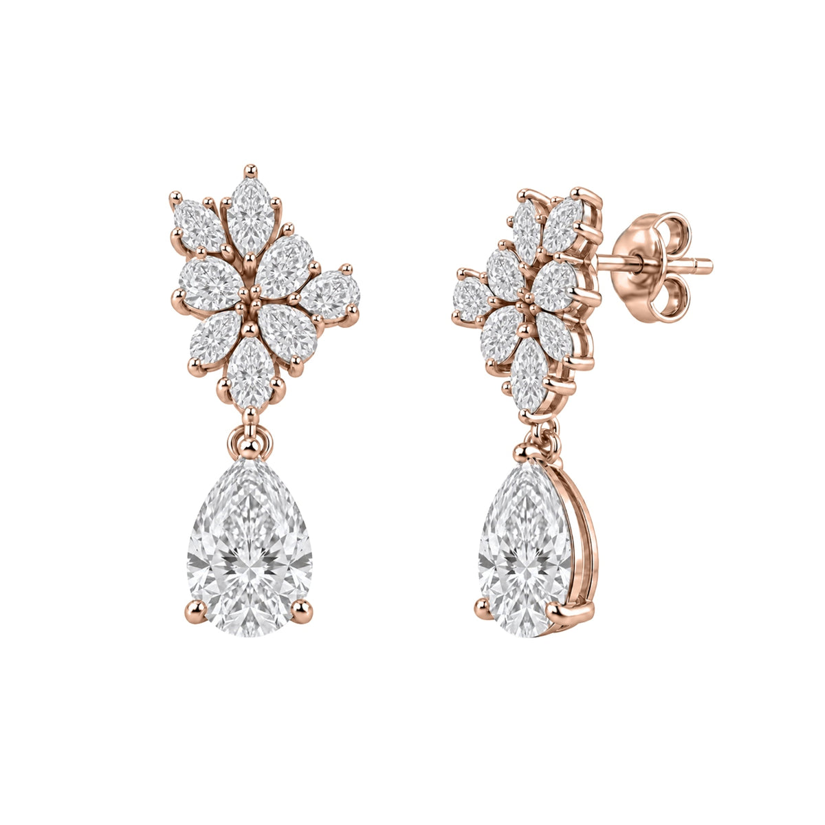 5 ct. T.W. Lab-Grown Diamond Pear-Marquise Drop Earrings in 14K White Gold or 14K Yellow Gold