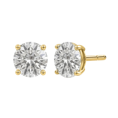 Lab-Grown Diamond Round Stud Earrings in 14K White Gold or 14K Yellow Gold