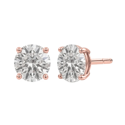 Lab-Grown Diamond Round Stud Earrings in 14K White Gold or 14K Yellow Gold