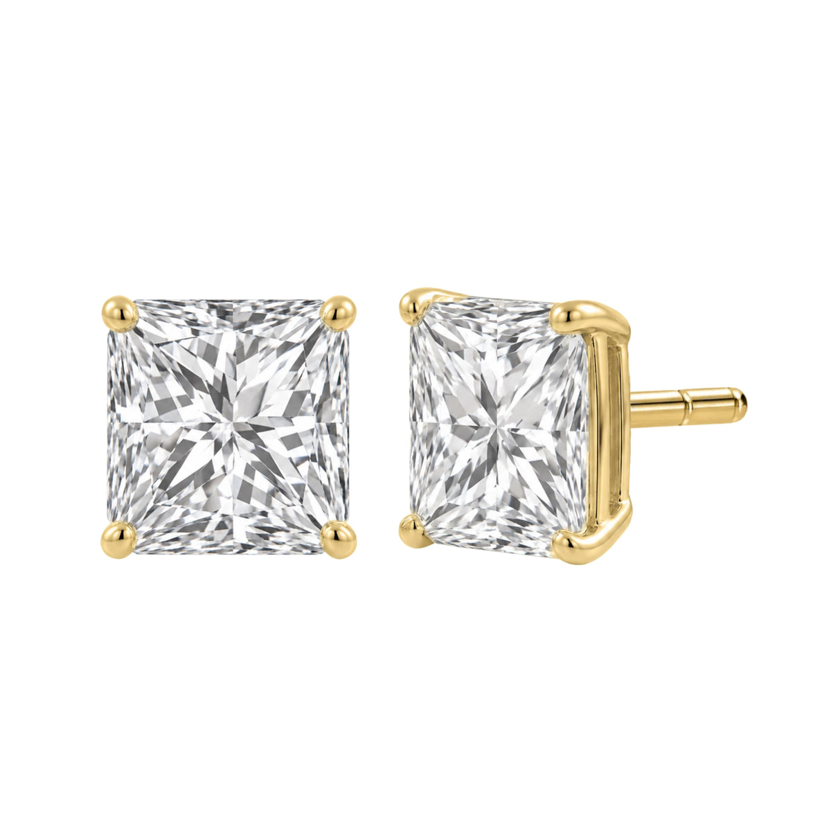 Lab-Grown Diamond Princess Stud Earrings in 14K White Gold or 14K Yellow Gold