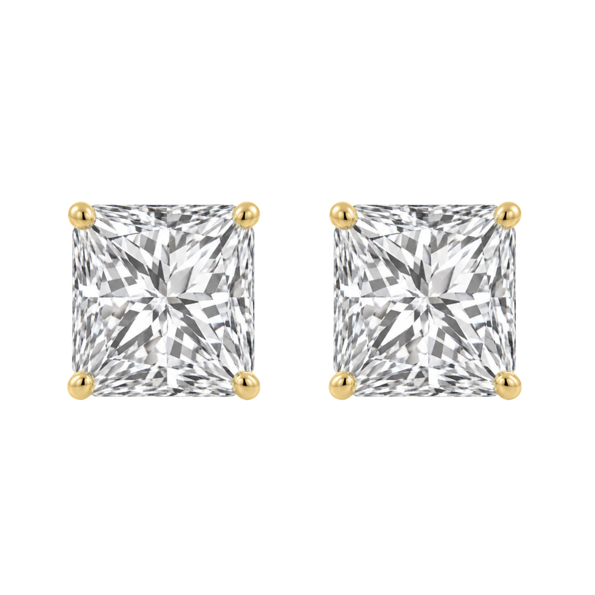 Lab-Grown Diamond Princess Stud Earrings in 14K White Gold or 14K Yellow Gold
