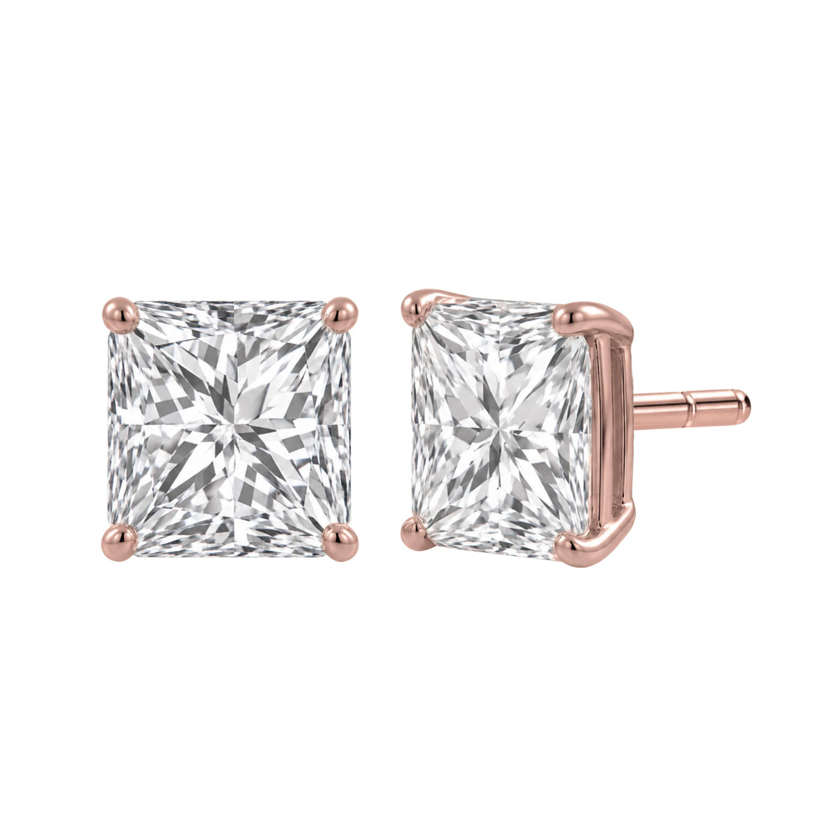 Lab-Grown Diamond Princess Stud Earrings in 14K White Gold or 14K Yellow Gold
