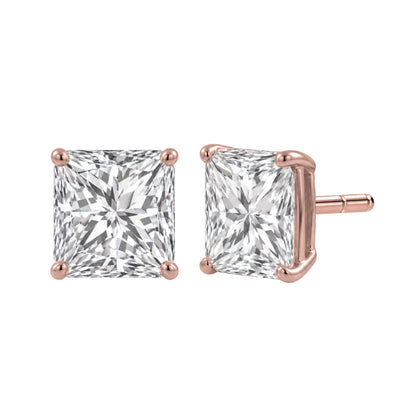 Lab-Grown Diamond Princess Stud Earrings in 14K White Gold or 14K Yellow Gold