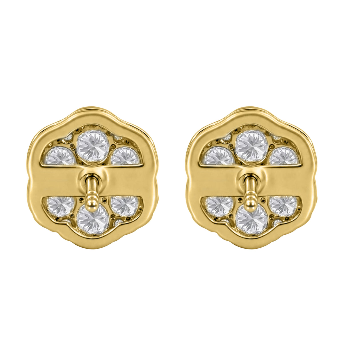 Lab-Grown Diamond Round Cluster Earrings in 14K White Gold or 14K Yellow Gold
