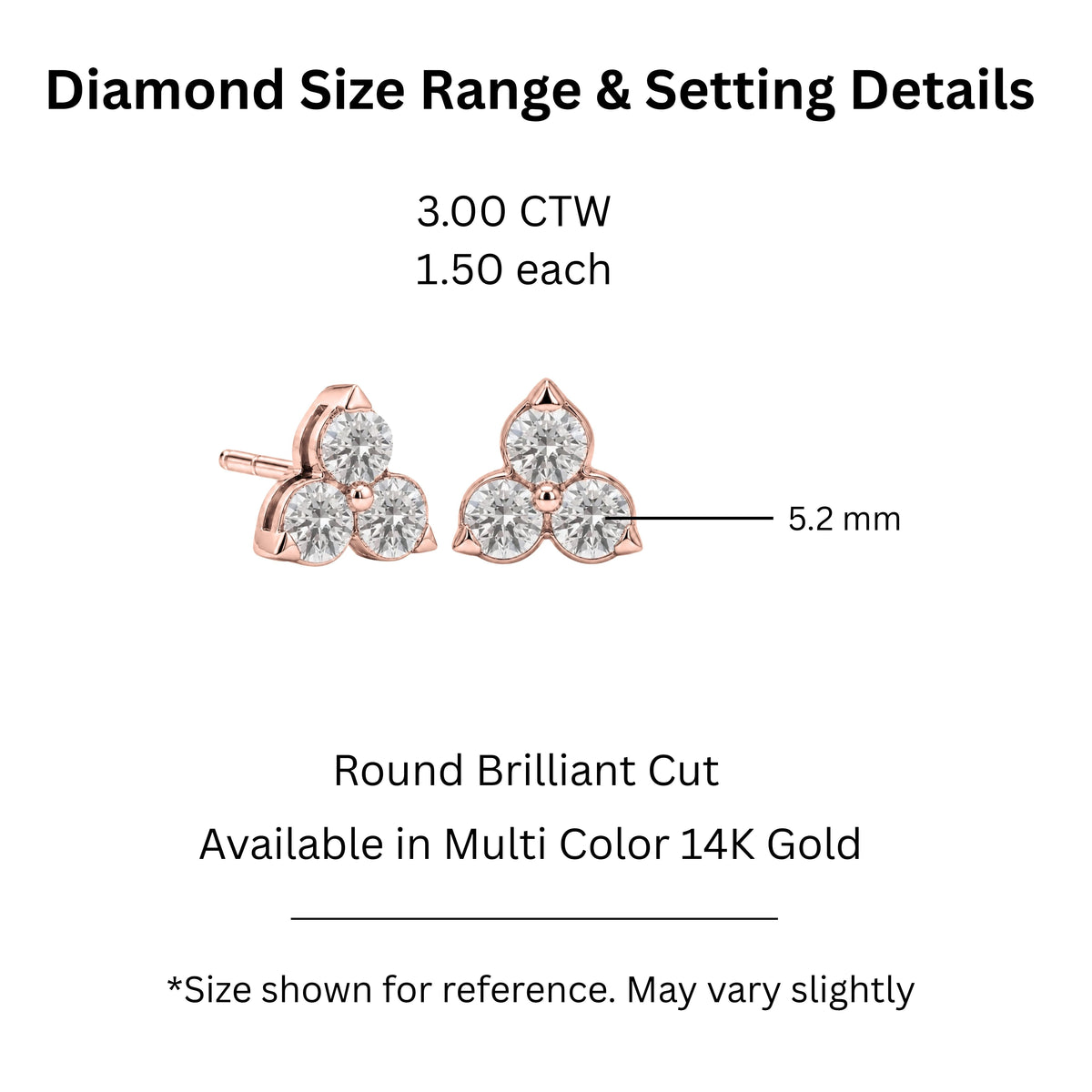 Lab-Grown Diamond Round Three-Stone Earrings in 14K White Gold or 14K Yellow Gold