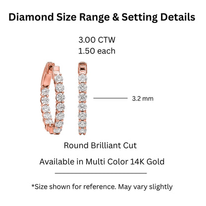 Lab-Grown Diamond Round Hoop Earrings in 14K White Gold or 14K Yellow Gold