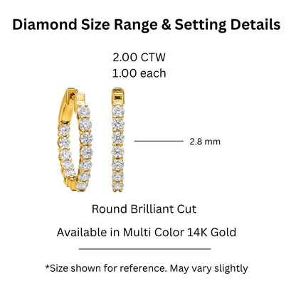 Lab-Grown Diamond Round Hoop Earrings in 14K White Gold or 14K Yellow Gold