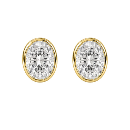 Lab-Grown Diamond Oval Bezel Stud Earrings in 14K White Gold or 14K Yellow Gold