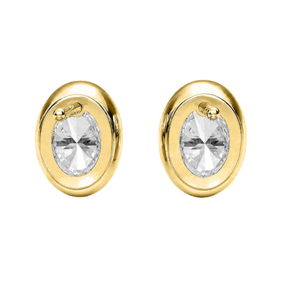 Lab-Grown Diamond Oval Bezel Stud Earrings in 14K White Gold or 14K Yellow Gold