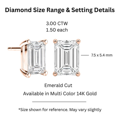 Lab-Grown Diamond Emerald-Cut Stud Earrings in 14K White Gold or 14K Yellow Gold