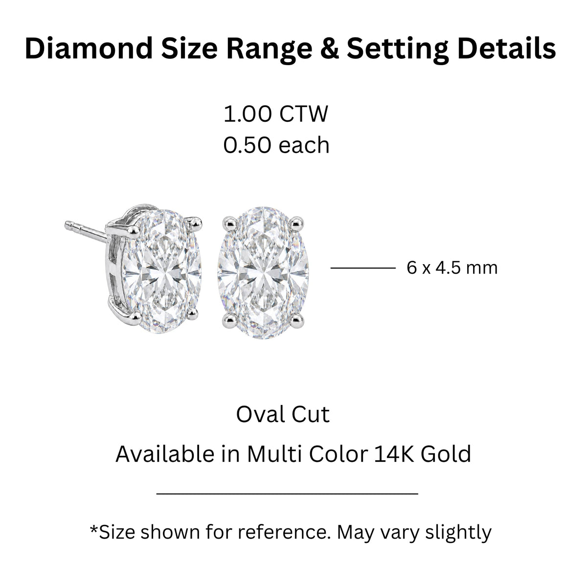 Lab-Grown Diamond Oval Stud Earrings in 14K White Gold or 14K Yellow Gold