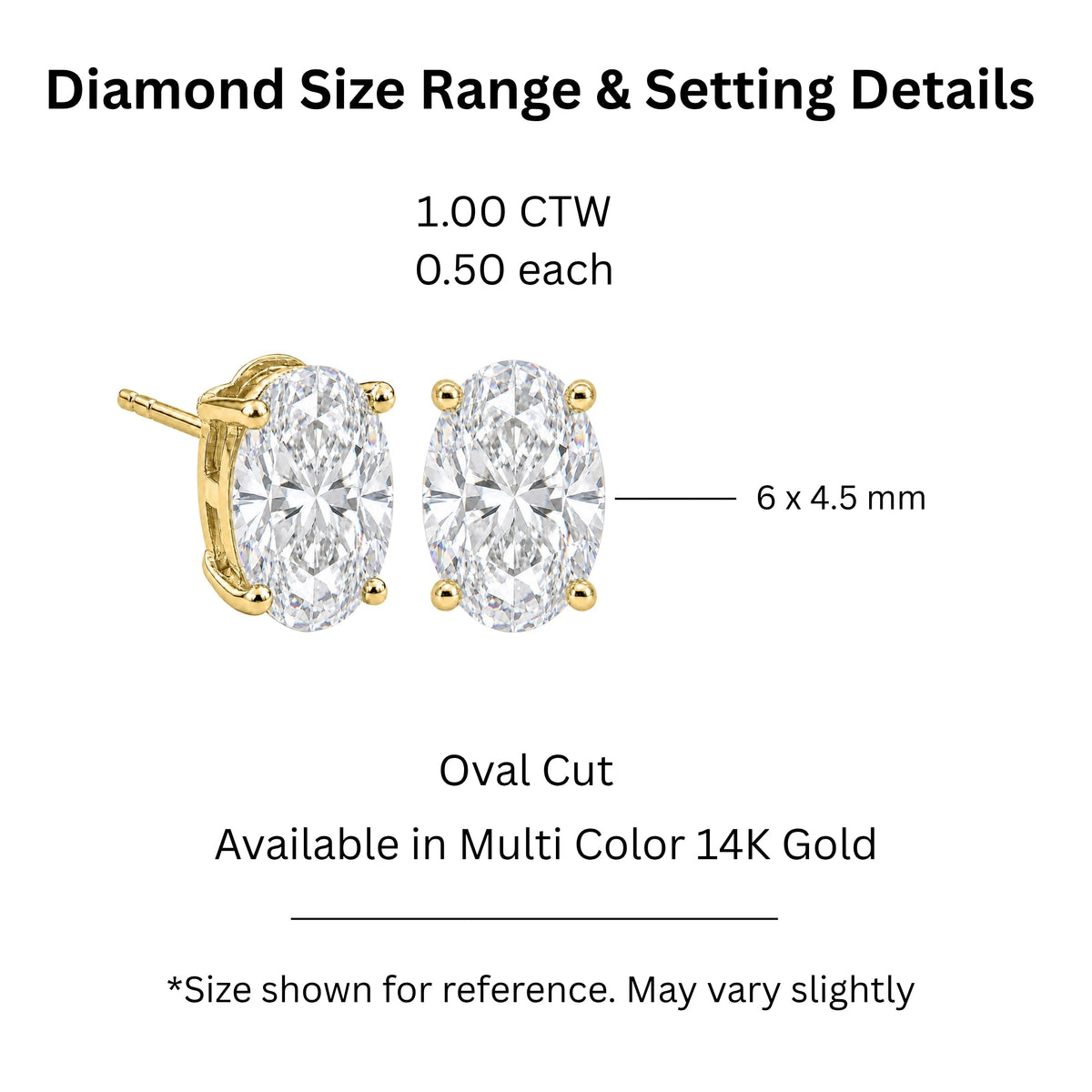 Lab-Grown Diamond Oval Stud Earrings in 14K White Gold or 14K Yellow Gold