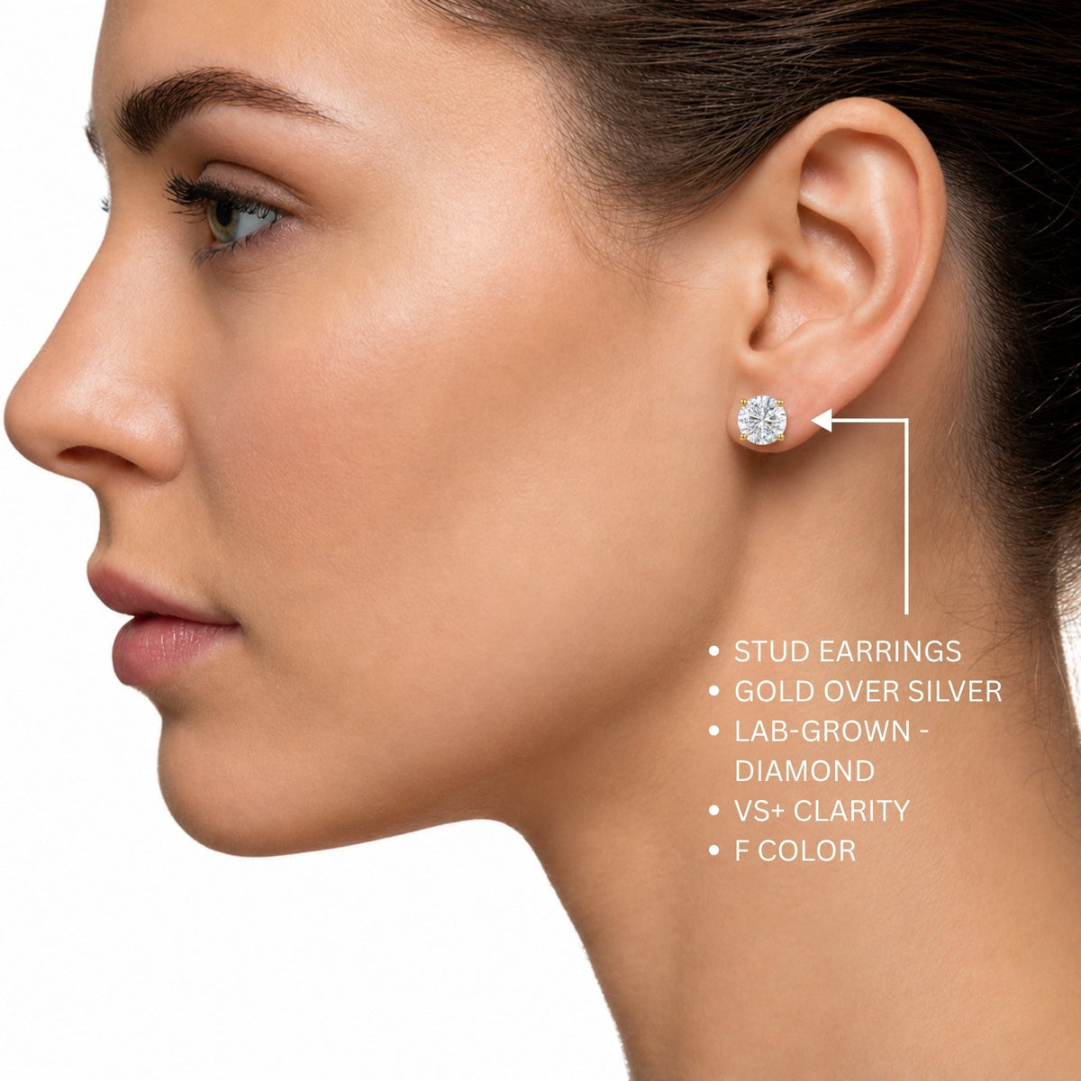 0.25 ct. T.W. Lab-Grown Diamond Round Stud Earrings in 14K Gold over Silver