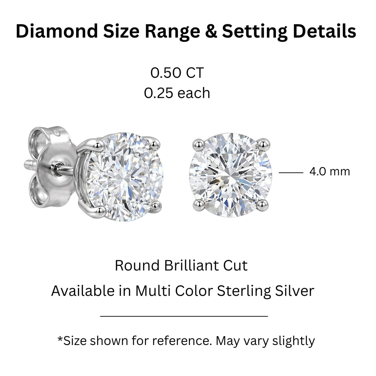 0.5 ct. T.W. Lab-Grown Diamond Round Stud Earrings in Sterling Silver