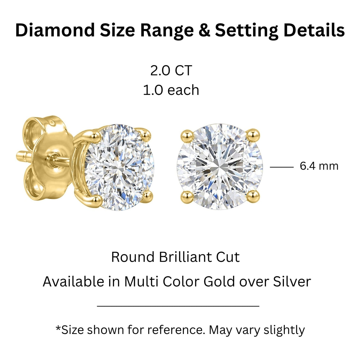 2 ct. T.W. Lab-Grown Diamond Round Stud Earrings in 14K Gold over Silver